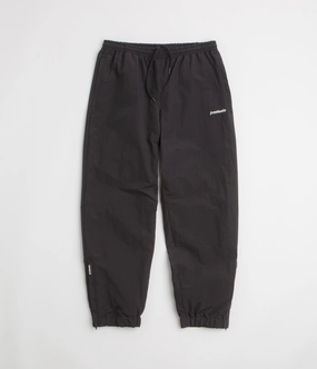 Pasteelo Sports Pants - Black Stylish Waistband DoubleLayeredKnees