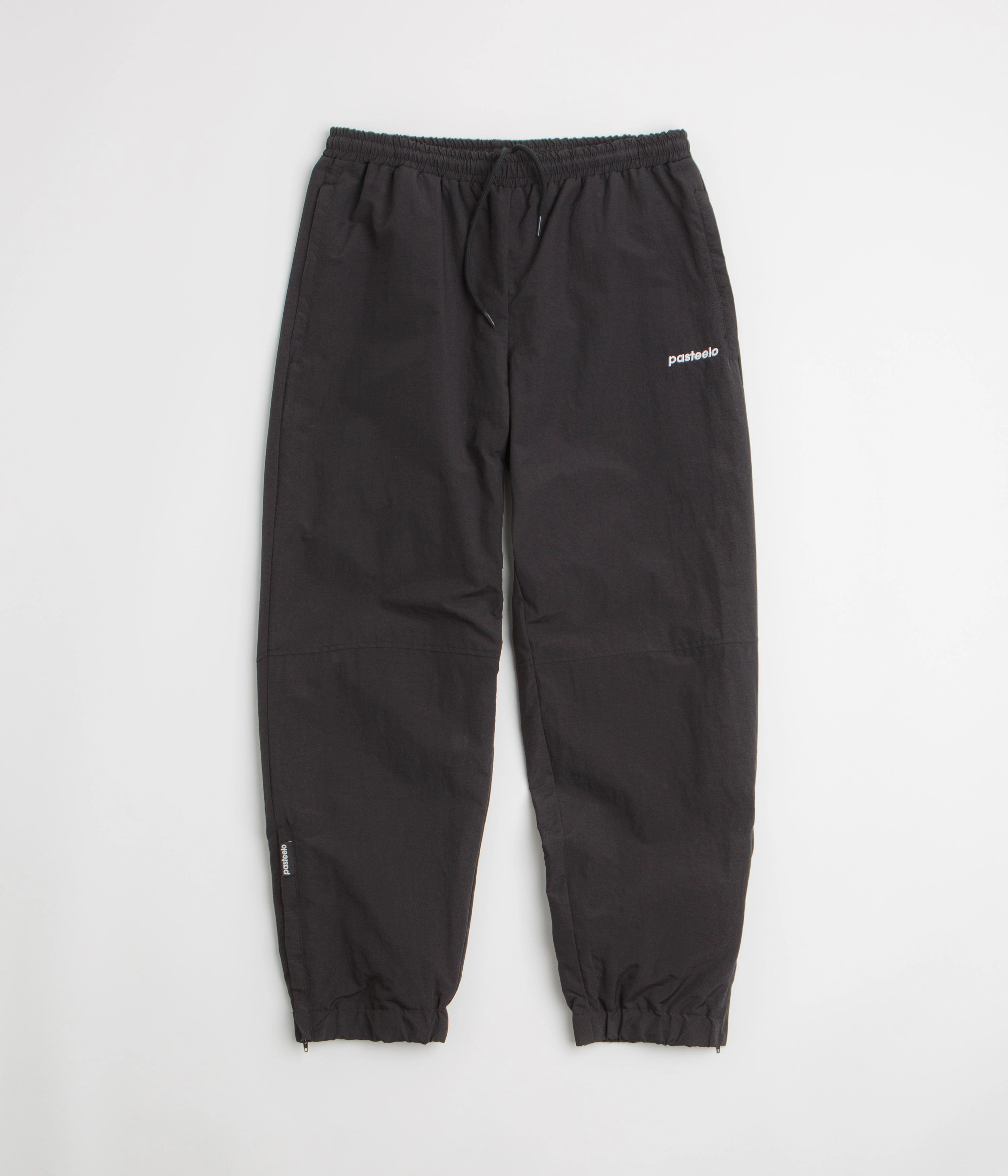 Pasteelo Sports Pants - Black Stylish Waistband DoubleLayeredKnees