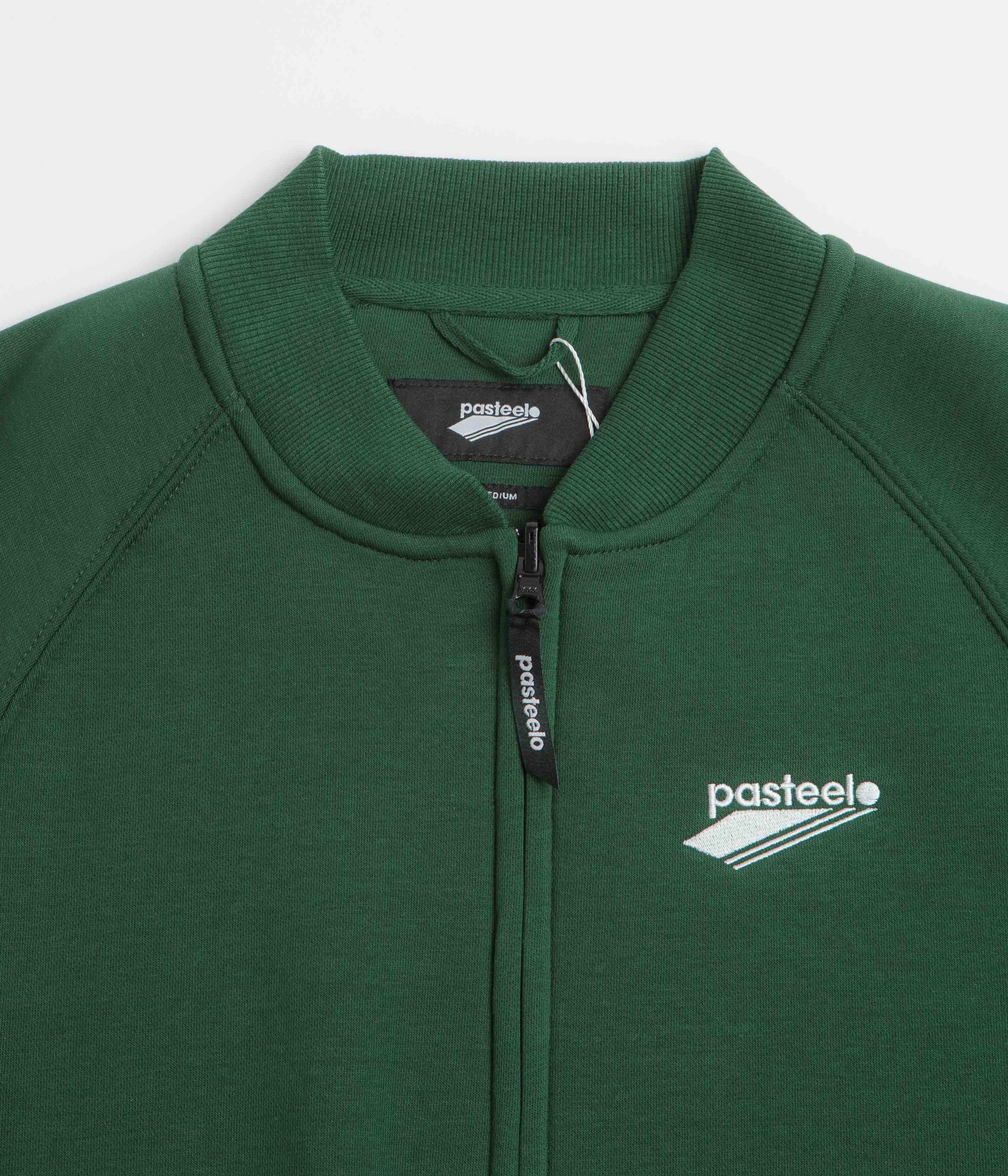 Pasteelo Zip Up Trainer Sweatshirt - Forest Minimal Look product shiny accents appeal