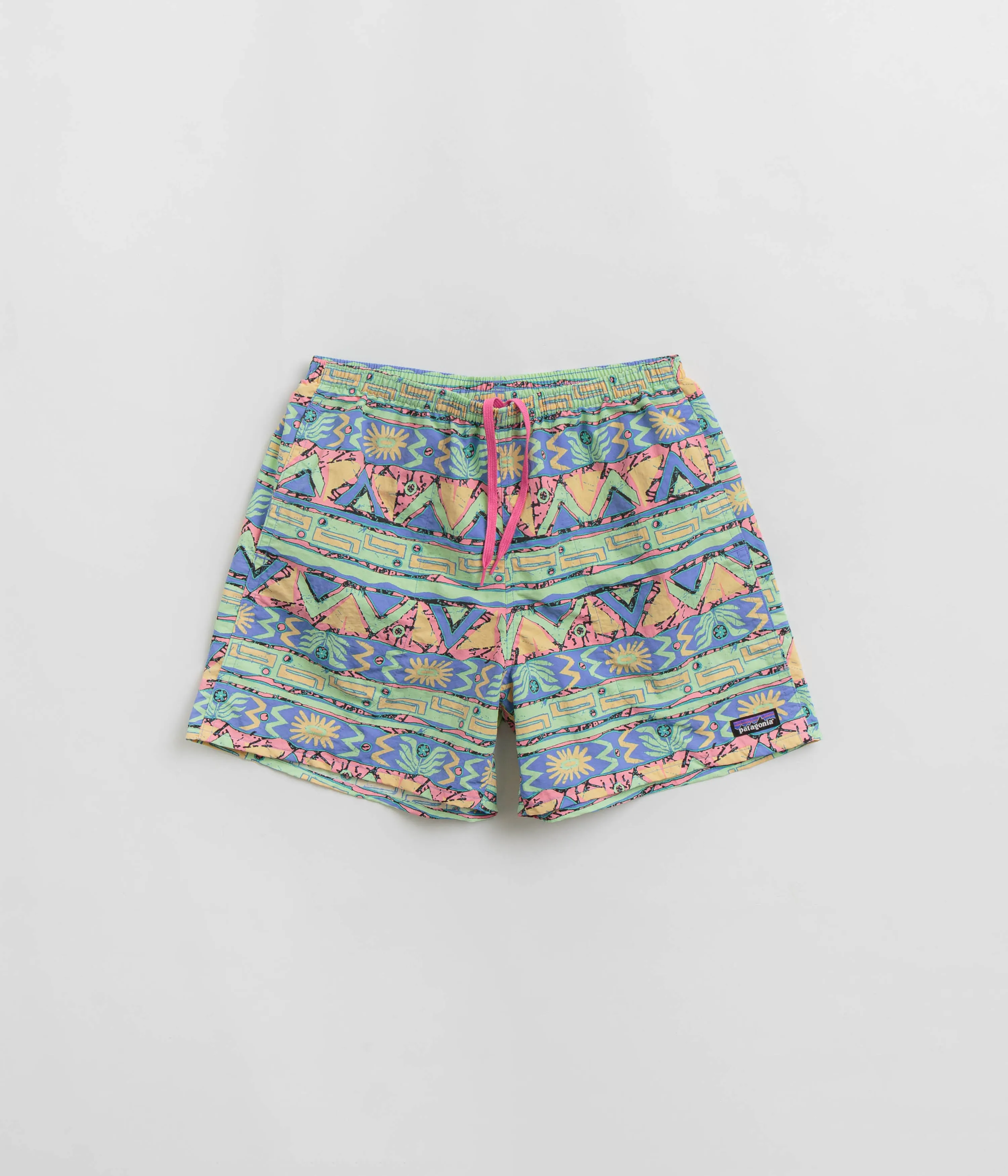 Bright Colors Comfy Feel Patagonia Baggies 5" Shorts - High Hopes Geo: Salamander Green