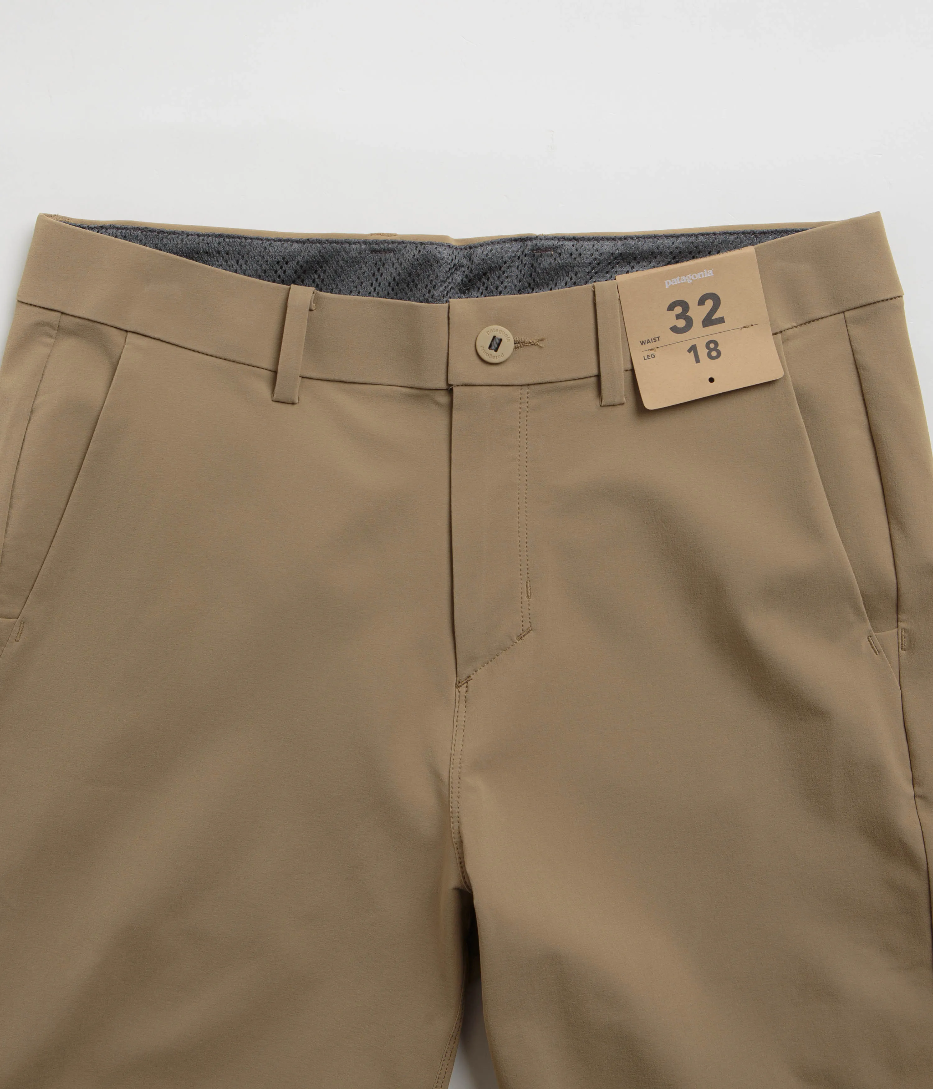 Patagonia Hydropeak Hybrid Walk 18" Shorts - Slab Khaki UPF Sun Protection Crisp Texture