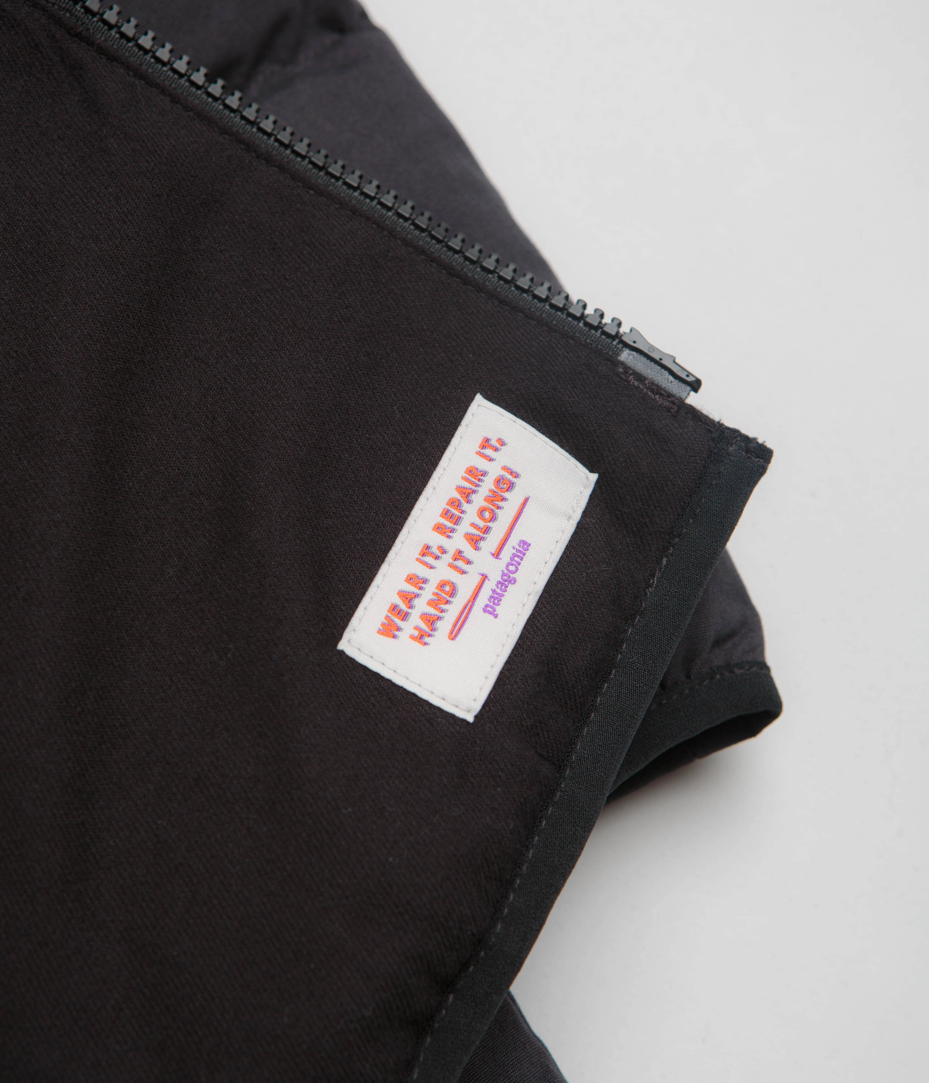 Patagonia Cotton Down Jacket - Black Suede Fleece Lined Interior