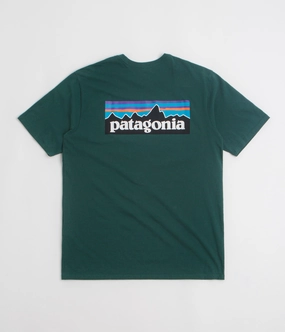 Ethically Sourced Cotton Soft and Light Wear Patagonia P-6 Logo Responsibili-Tee T-Shirt - Cascade Green