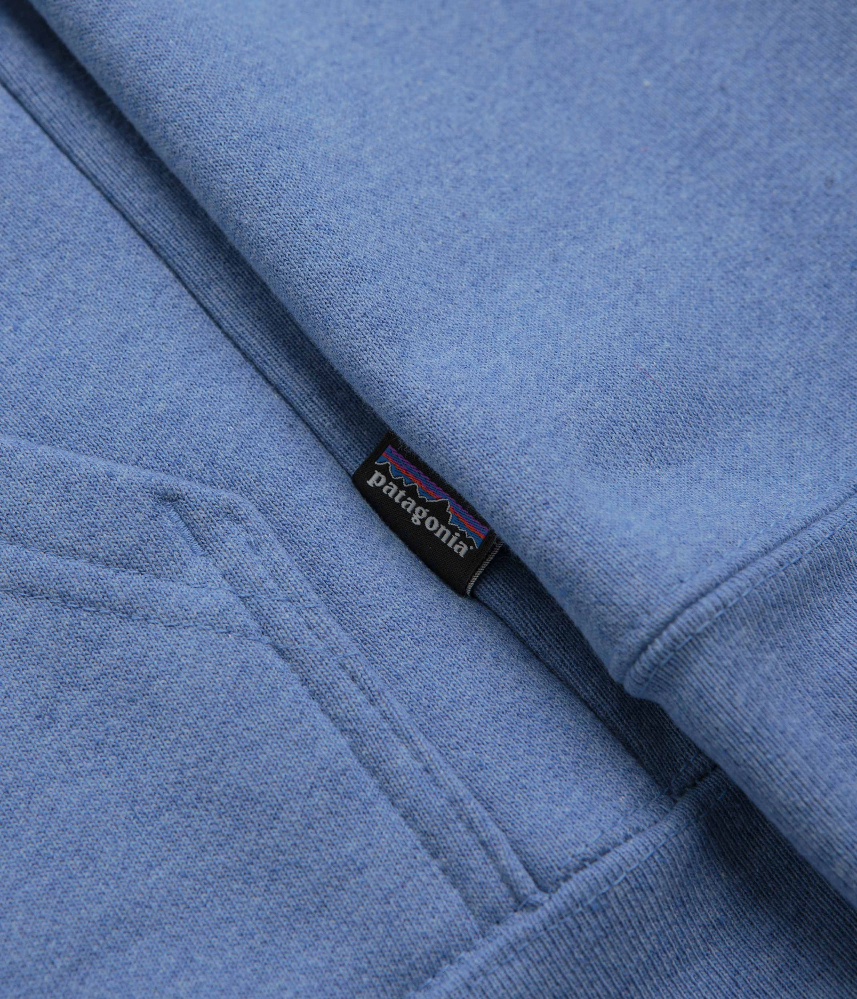 Patagonia P-6 Logo Uprisal Hoodie - Abundant Blue Raw Hem Detail