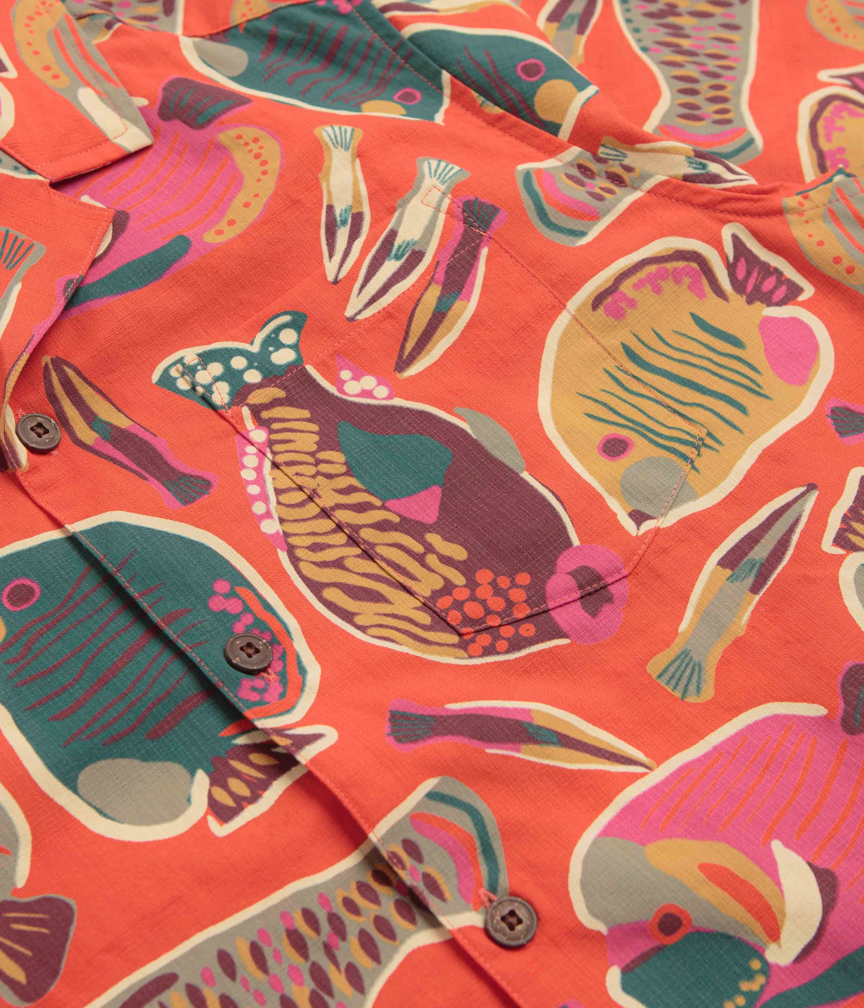 Patagonia Tidal Threads Camp Shirt - Wrasse: Pollinator Orange Tailored Fit Easy Care Material