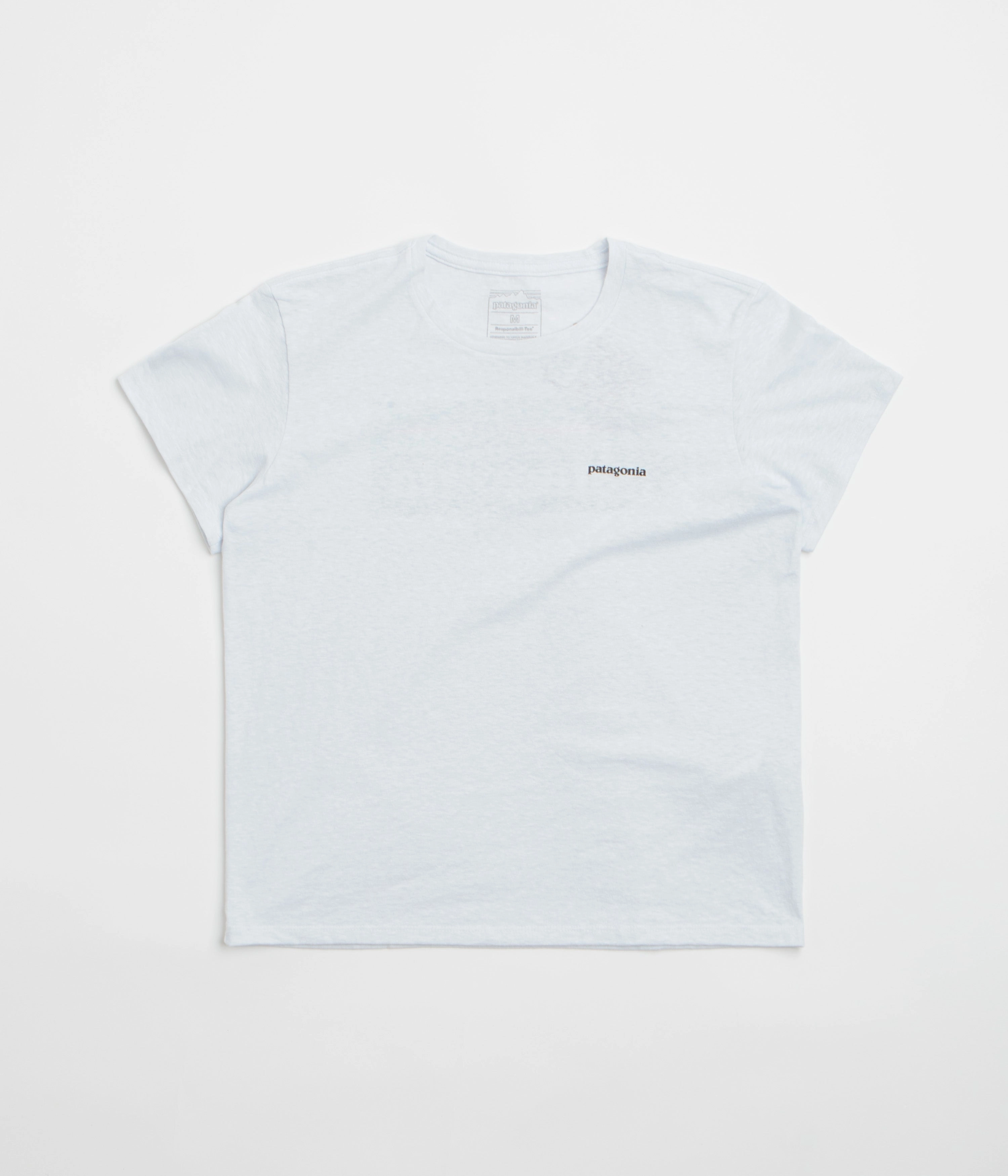 Patagonia Womens P-6 Logo Responsibili-Tee T-Shirt - White Casual Fit Breathable Yarn Composition