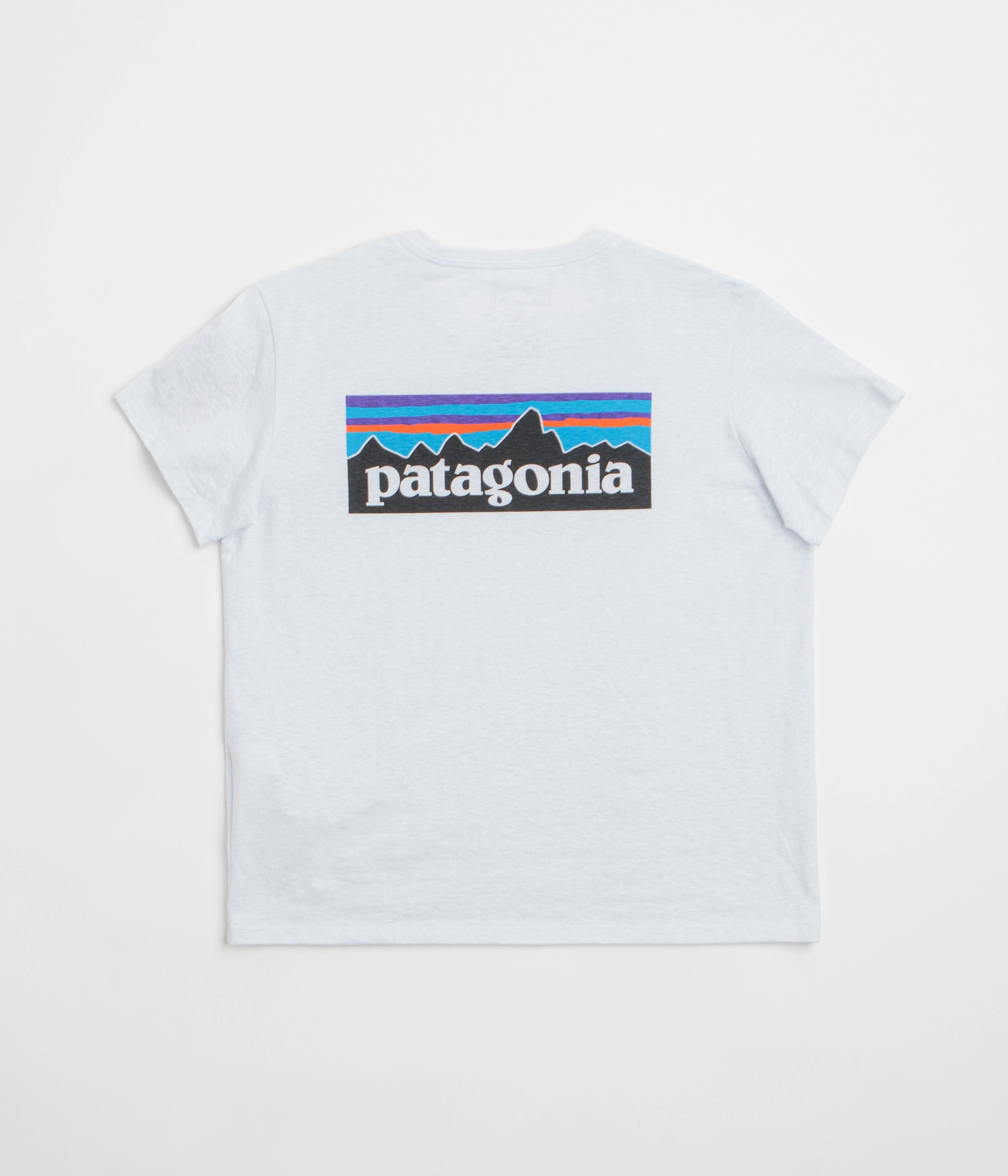 Patagonia Womens P-6 Logo Responsibili-Tee T-Shirt - White Layered Collar Structure Layering Must-Have