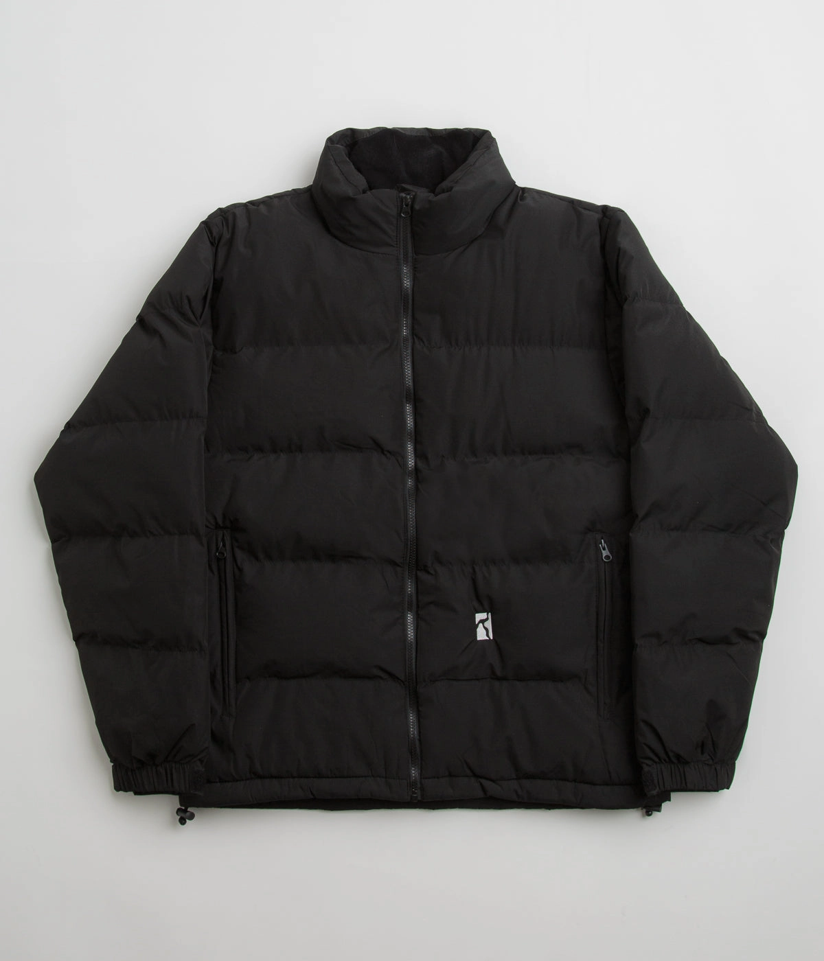 Poetic Collective Puffer Jacket - Black / White Adjustable Waistband