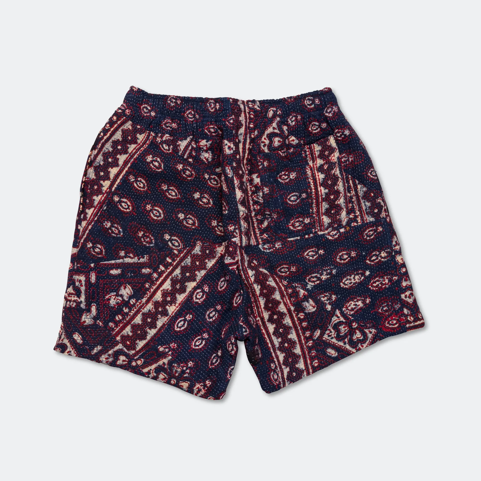SeamlessConstruction Patchwork Shorts - Vintage Kantha Quilt Indigo/White