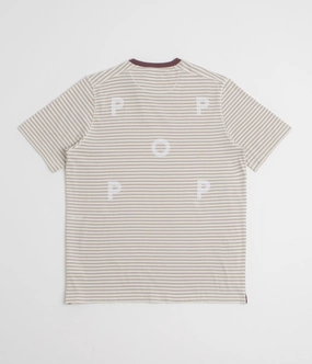 Pop Trading Company Striped Logo T-Shirt - Quarry Stylish Look Comfortable apparel
