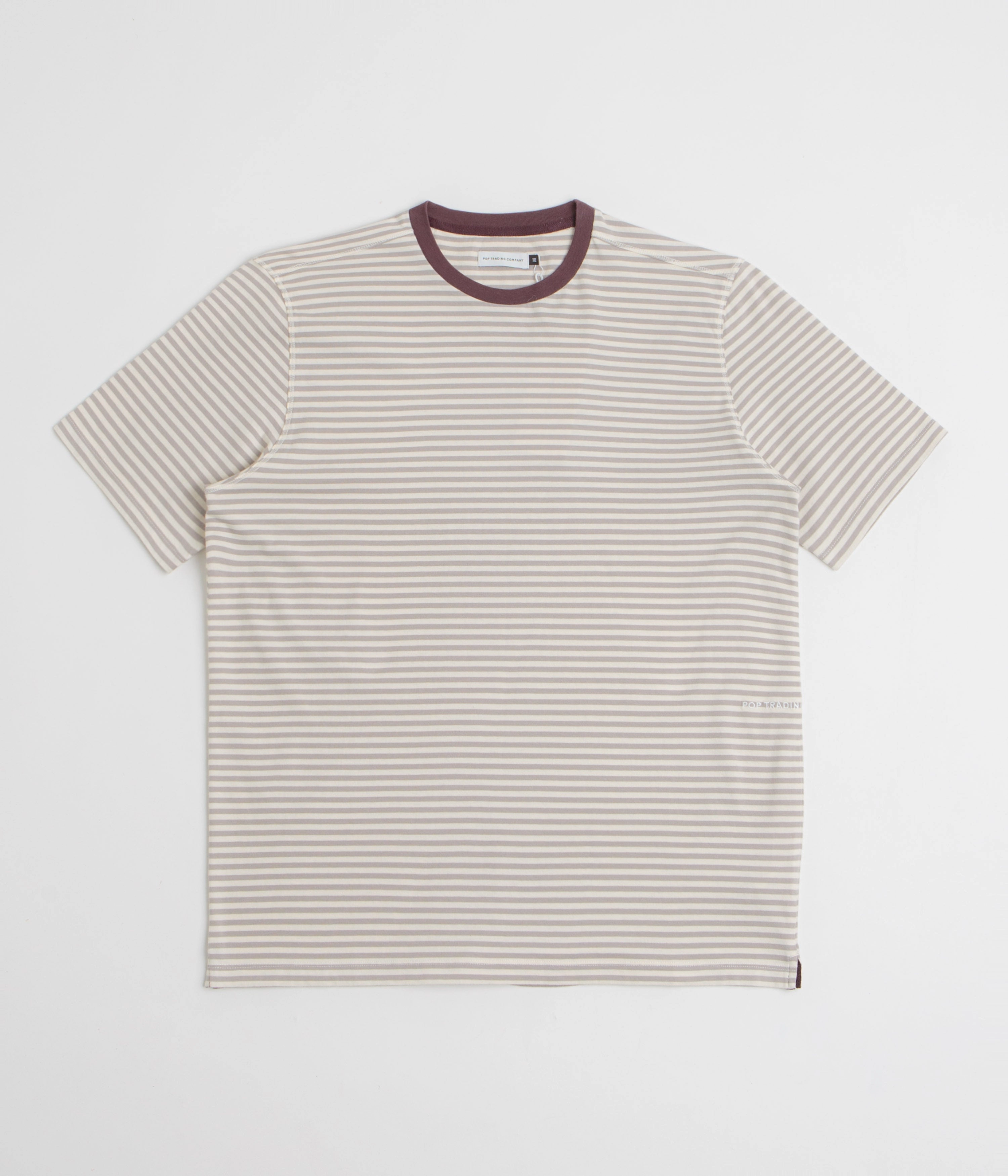 Pop Trading Company Striped Logo T-Shirt - Quarry Striped modernity