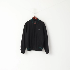 Paul & Shark Men L Bomber Jacket Black Wool Yachting Full Zipper Casual Top Autumn