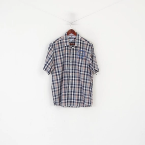 Paul R. Smith Men XL Casual Shirt Blue Cotton Vintage Classic Outdoor Climbing  Top Reinforced Buttonholes