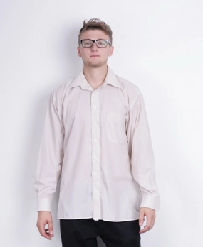 Paul R. Smith Mens 41 M Casual Shirt Beige Long Sleeve Cotton Relaxed Comfort Layered Look