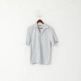 Paul Smith Jeans Men M Casual Shirt Grey Cotton  Check Short Sleeve Top Breathable fabric