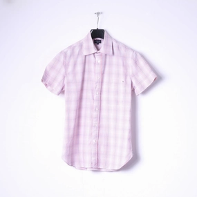Durable Construction Paul Smith Jeans Men S Casual Shirt Pink Check Cotton Short Sleeve Top