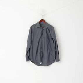 Lightweight Comfort Paul Smith Men 15.5 39 M Casual Shirt Navy Cotton Check Long Sleeve Top