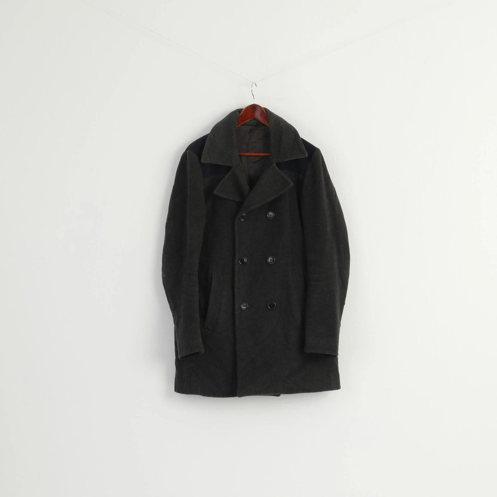 Surf Paul Smith Men M Coat Charcoal Wool Cashmere Blend Vintage Double Breasted Top