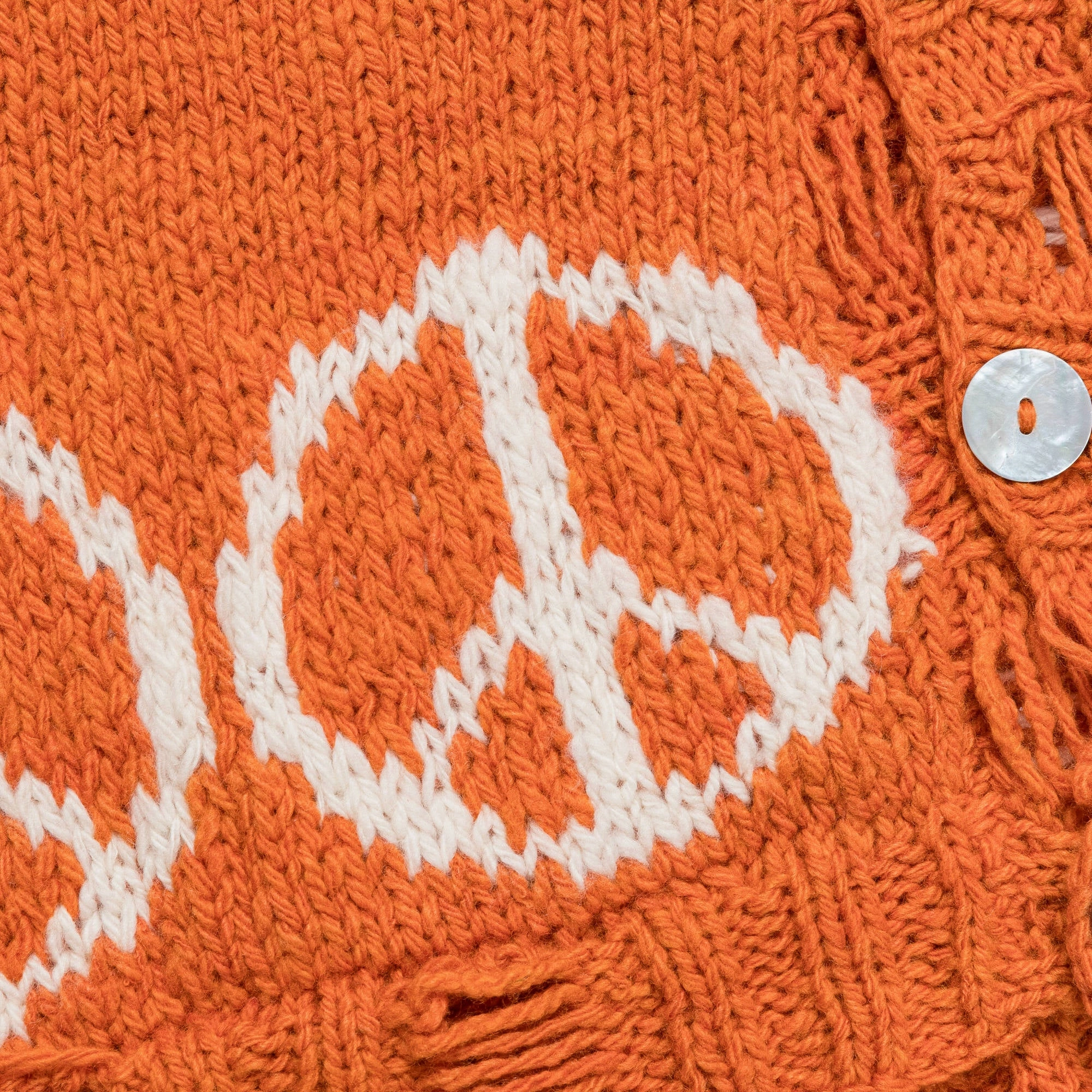 Peace Cardigan - Orange/White Cozy Interior Fleece