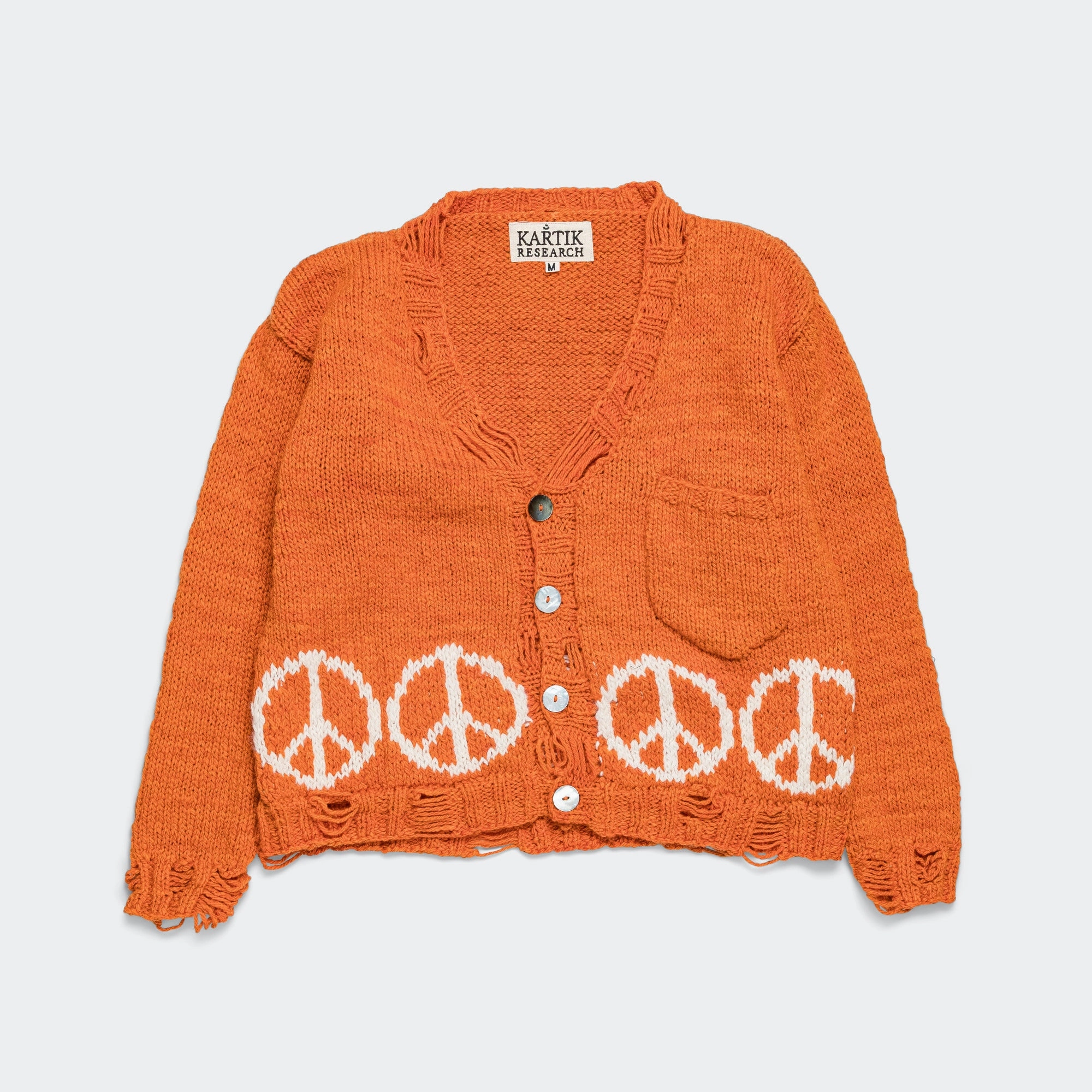 ZeroWaste Manufacturing Worn In Peace Cardigan - Orange/White