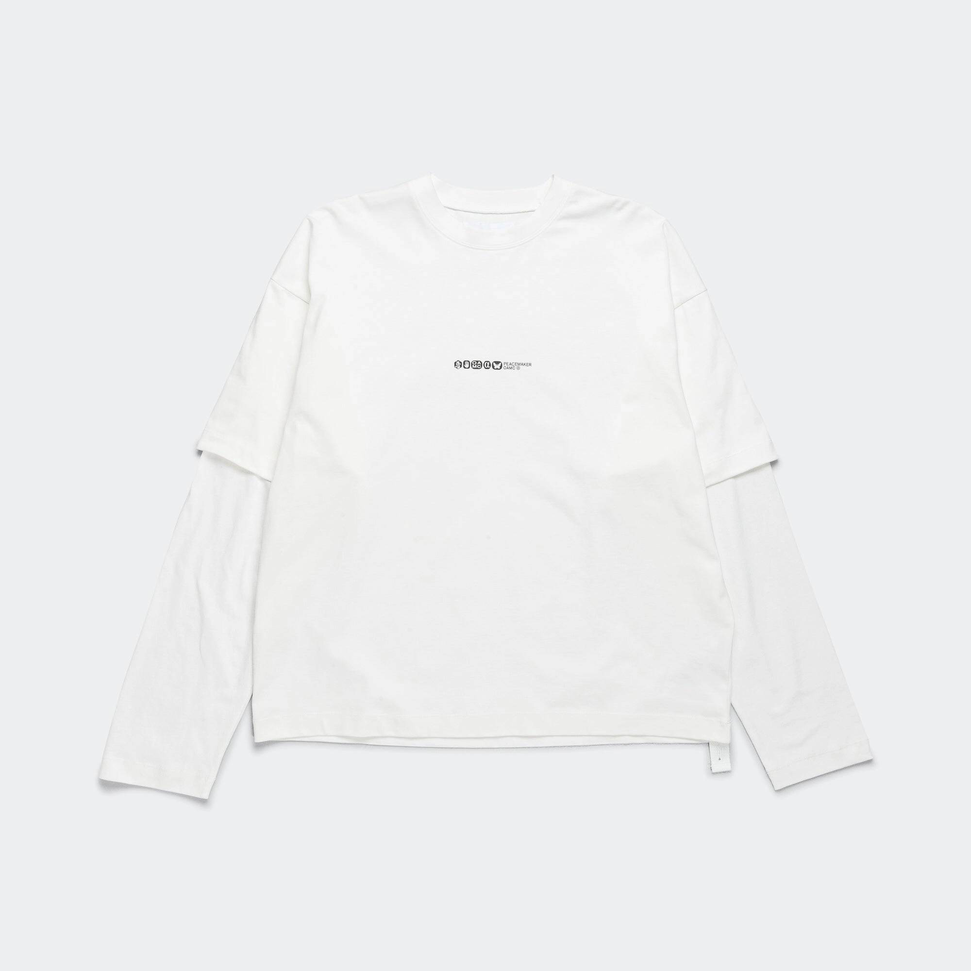 Cool and Chic Sleek And Stylish Peacemaker Painted Double Layer Boxy T-Shirt - Snow White