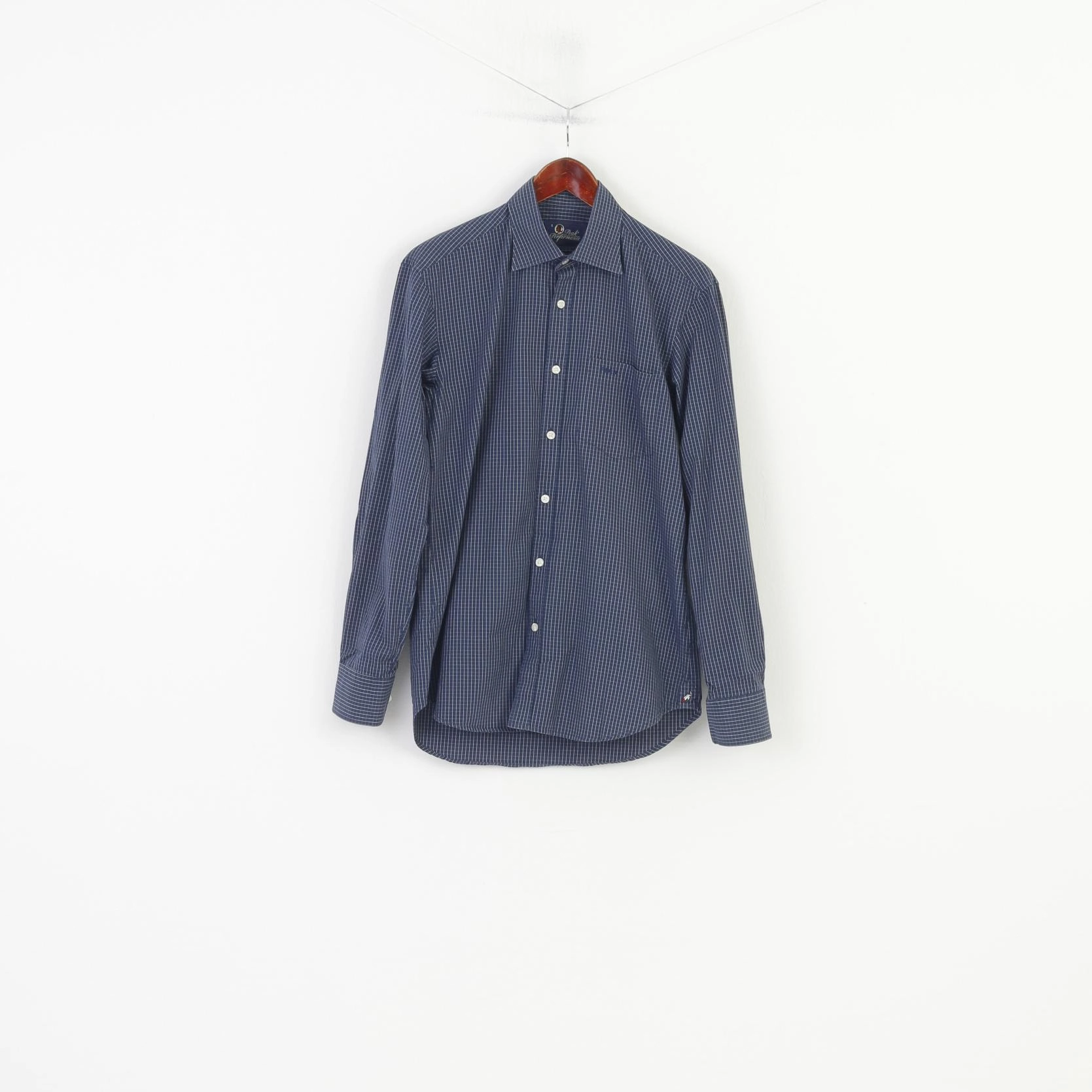 Peak Performance Men S Casual Shirt Blue Cotton Checkered  Nature Long Sleeve Top Printed Pattern