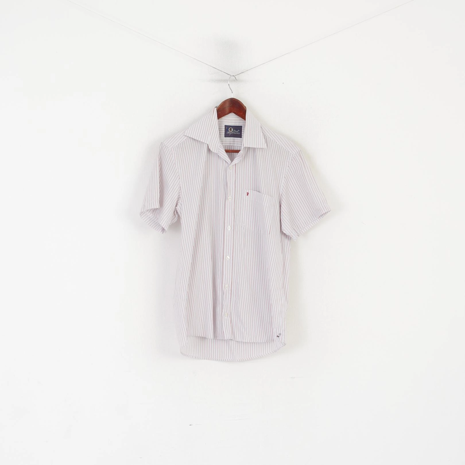 Reinforced Elasticity Peak Performance Men S Casual Shirt White Blue Striped Cotton Short Sleeve Top