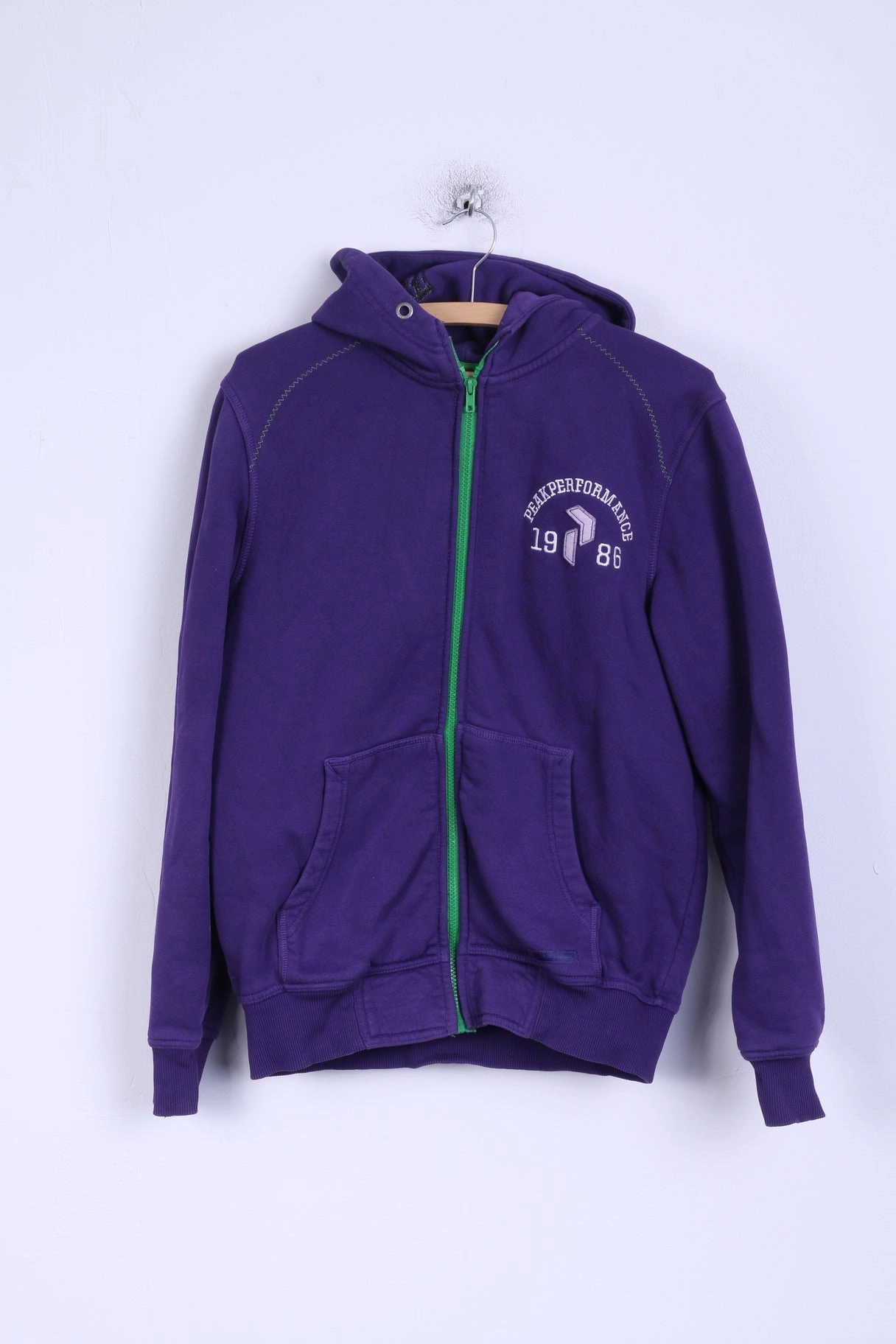 Slim Silhouette Peak Performance Mens L (M) Sweatshirt Purple Hooded Cotton Roldal Freeride