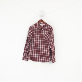 Affordable Luxury Penguin Men L Casual Shirt Maroon Check Cotton Classic Fit Long Sleeve Top