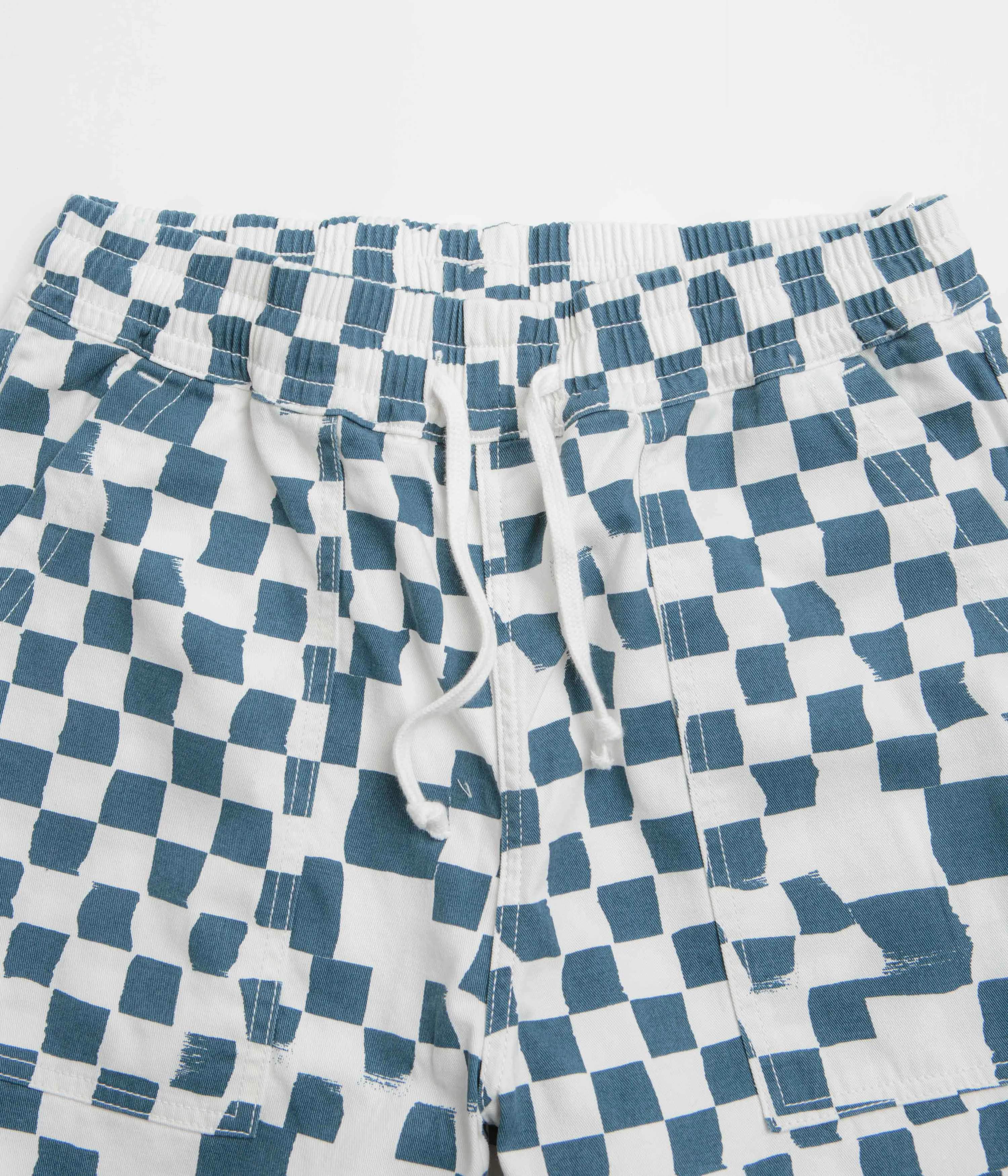 Service Works Printed Chef Shorts - Teal Checker Quick Evaporation Fabric Travel Essential
