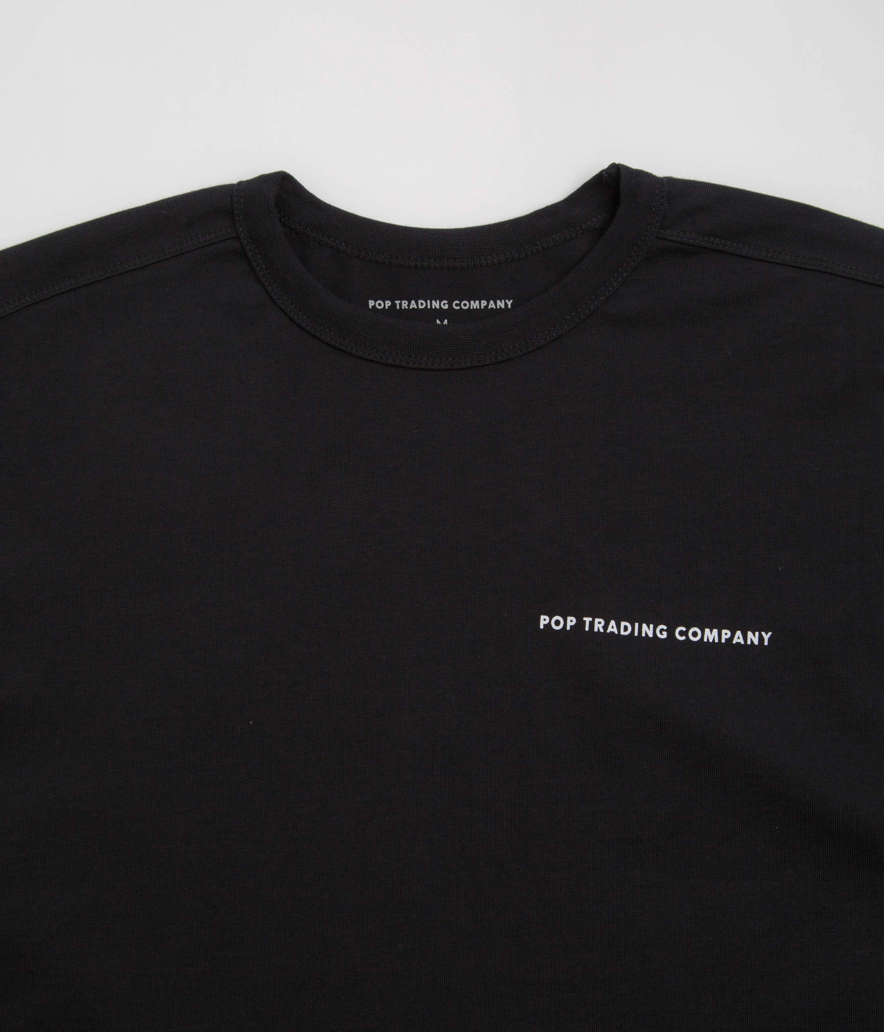 Pop Trading Company Logo Long Sleeve T-Shirt - Black / White Button Down