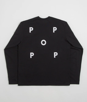Pop Trading Company Logo Long Sleeve T-Shirt - Black / White Practical Design Top Rated
