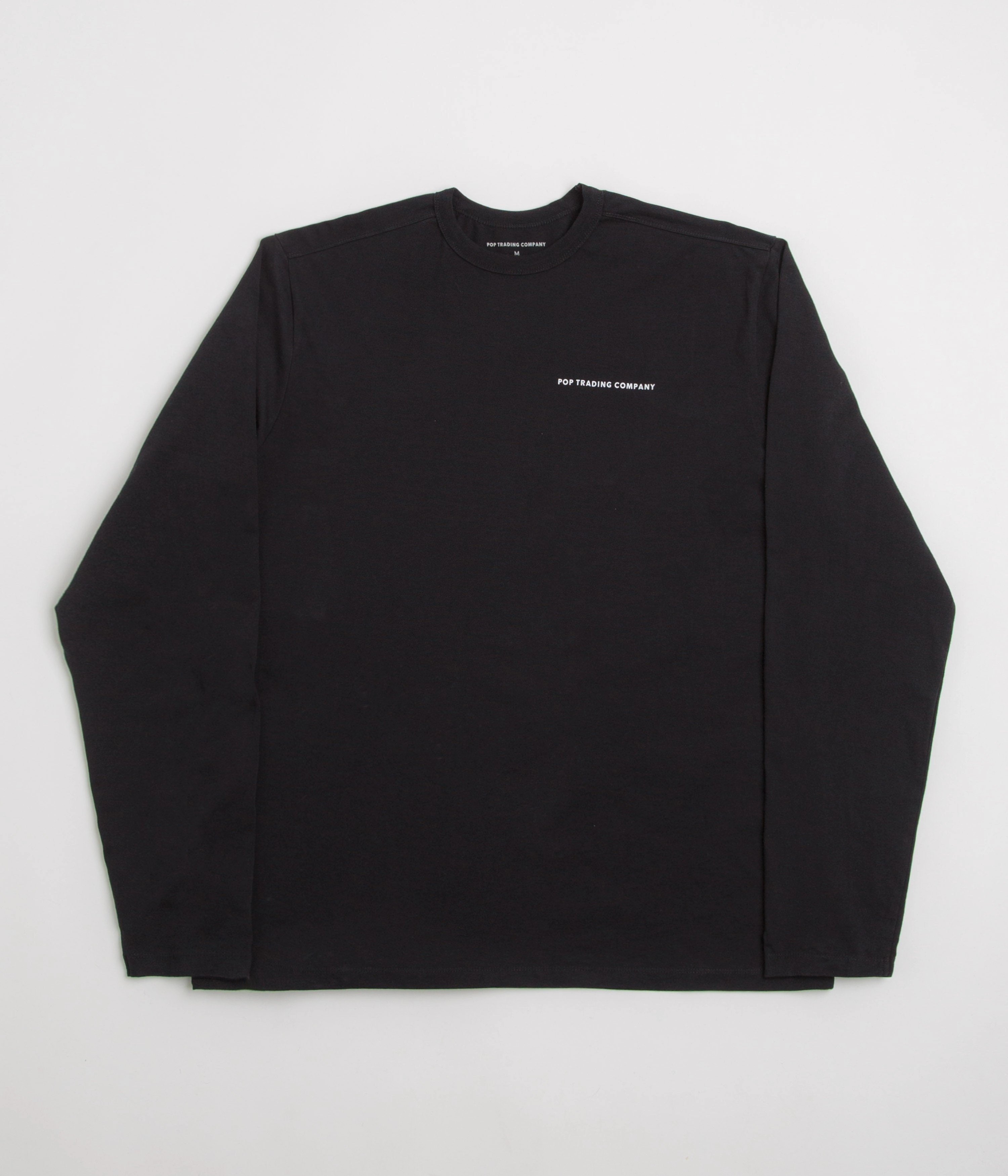 Pop Trading Company Logo Long Sleeve T-Shirt - Black / White Quick Dry Fabric Minimalistic Wear
