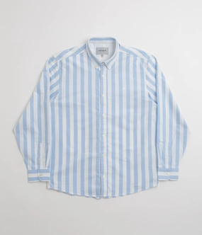 Smooth Texture Carhartt Dillion Shirt - Dillion Stripe / Bleach / White
