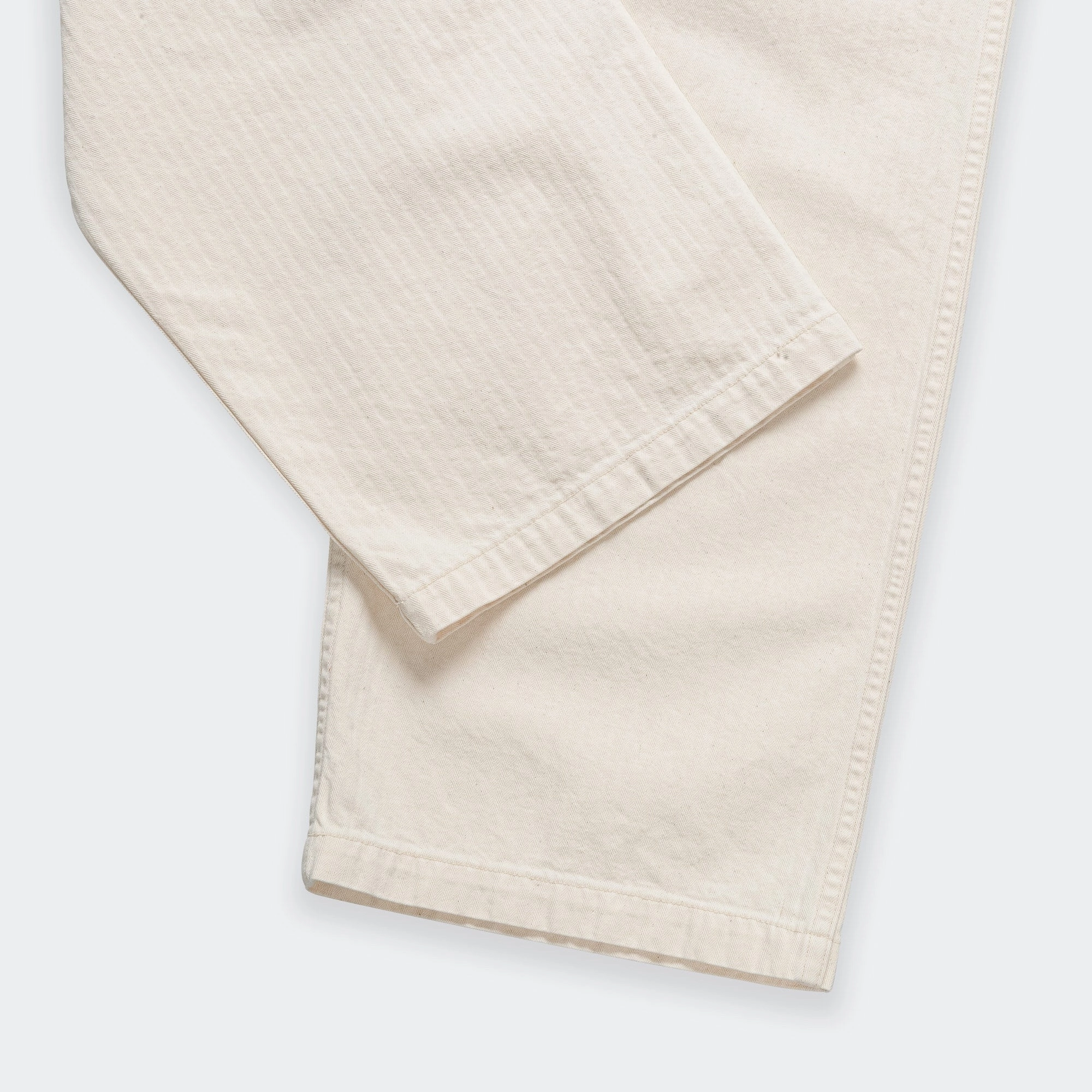 Herringbone Summer Fatigue Pants - Ecru Flexible Knee Articulation Lightweight Wear