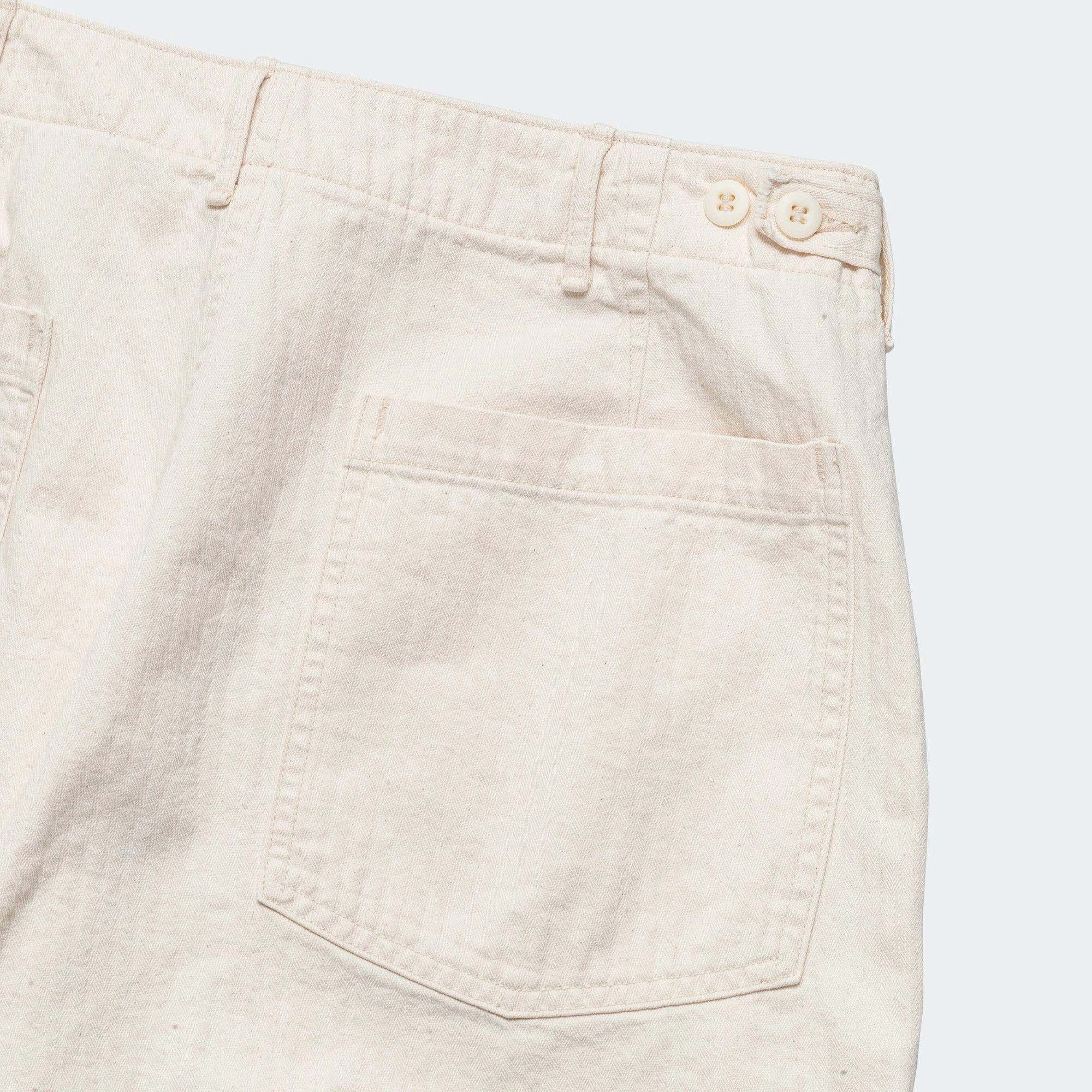 Low Maintenance Wrinkle Free Fabric Herringbone Summer Fatigue Pants - Ecru