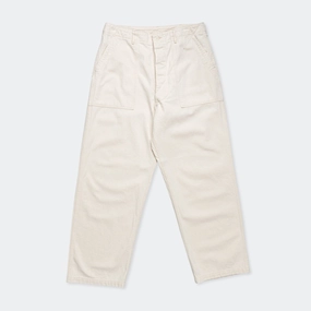 Outdoor Use Herringbone Summer Fatigue Pants - Ecru