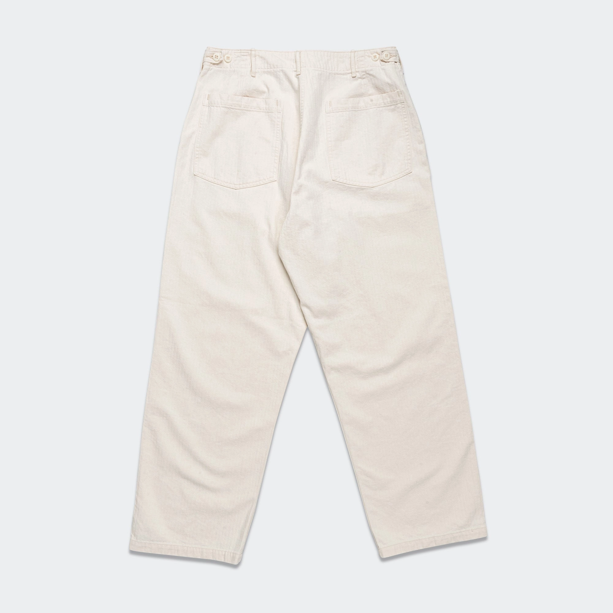 Quick Access Zippers Herringbone Summer Fatigue Pants - Ecru