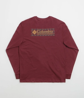 Columbia Explorers Canyon Long Sleeve T-Shirt - Rich Wine / Branded Blanket MultiPly Fabric Weekend Comfort