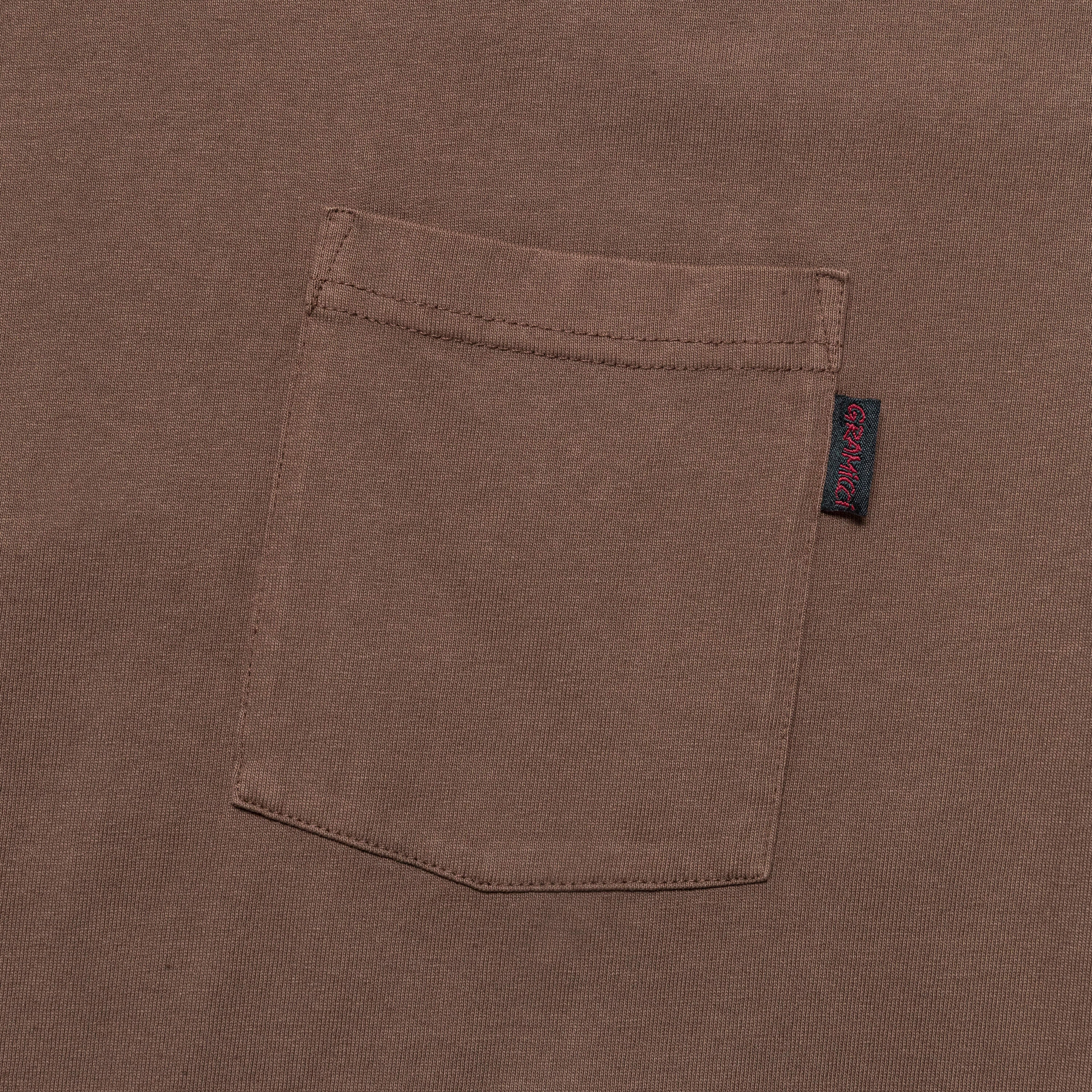Long Sleeve Pocket Tee Pigment Dyed - Brown Durable Color Retention
