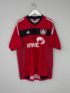 Sweat Wicking Technology Multi Directional Stretch 2002/04 BAYER LEVERKUSEN HOME SHIRT (XL) ADIDAS