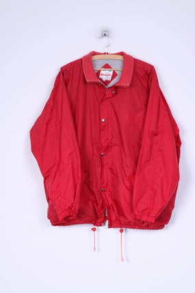 Comfort Fit Silhouette color - coordinating Perzoni Sportswear Mens L Jacket Red Nylon Waterproof Zippered Lightweight Top