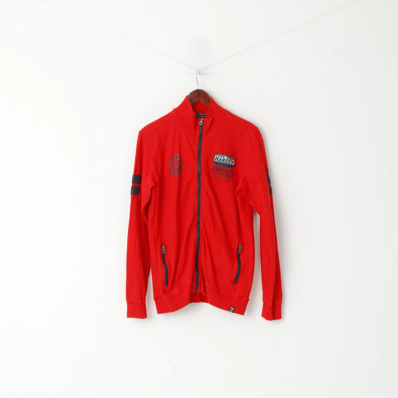 Petrol Industries Men 176 M Sweatshirt Red Cotton Emroidered Engine Zip Up Top Animal Print teenagers