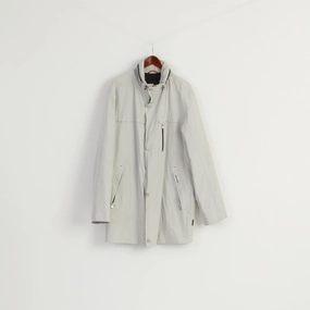 Pierre Cardin Men 54 L Jacket Gray Long Gore-Tex Hidden Hood Full Zipper Classic Top Chilly Air