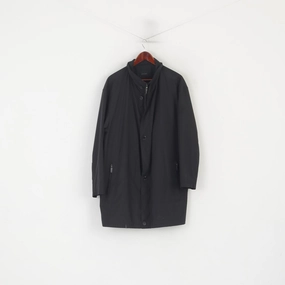 Bestseller Pierre Cardin Men 56 XL Jacket Long Black Lightweight Full Zipper Classic Casual Coat