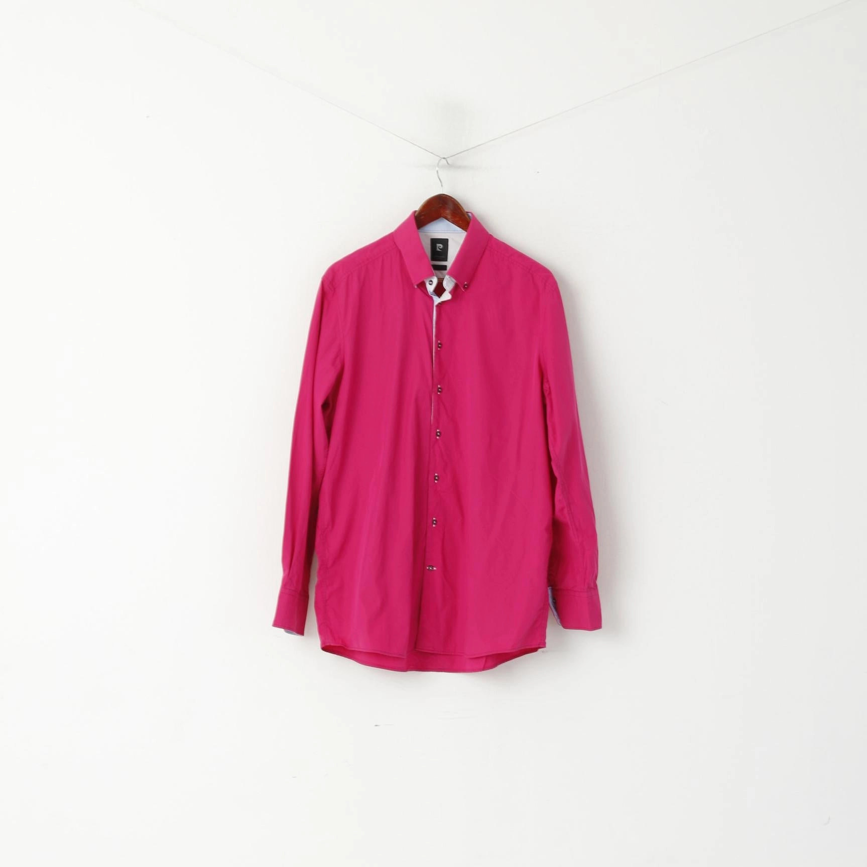 Pierre Cardin Men XL Casual Shirt Amaranth Cotton Smart Cut Button Down Collar Top Road Trip Ready