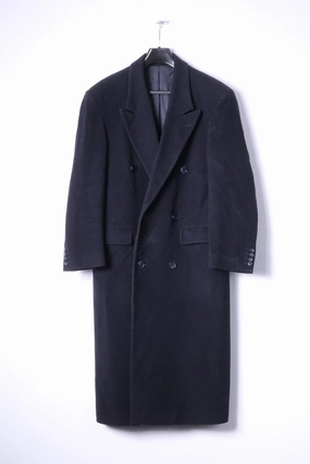 Functional Style Pierre Cardin Mens 36R S Coat Navy Wool Cashmere Blend Double Breasted
