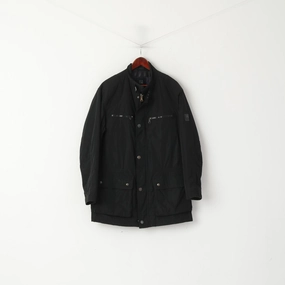 Cross Ventilation Channels Pierre Cardin Paris Men 56 XL Jacket Black Casual Heritage Detailed Buttons Zip Top Top