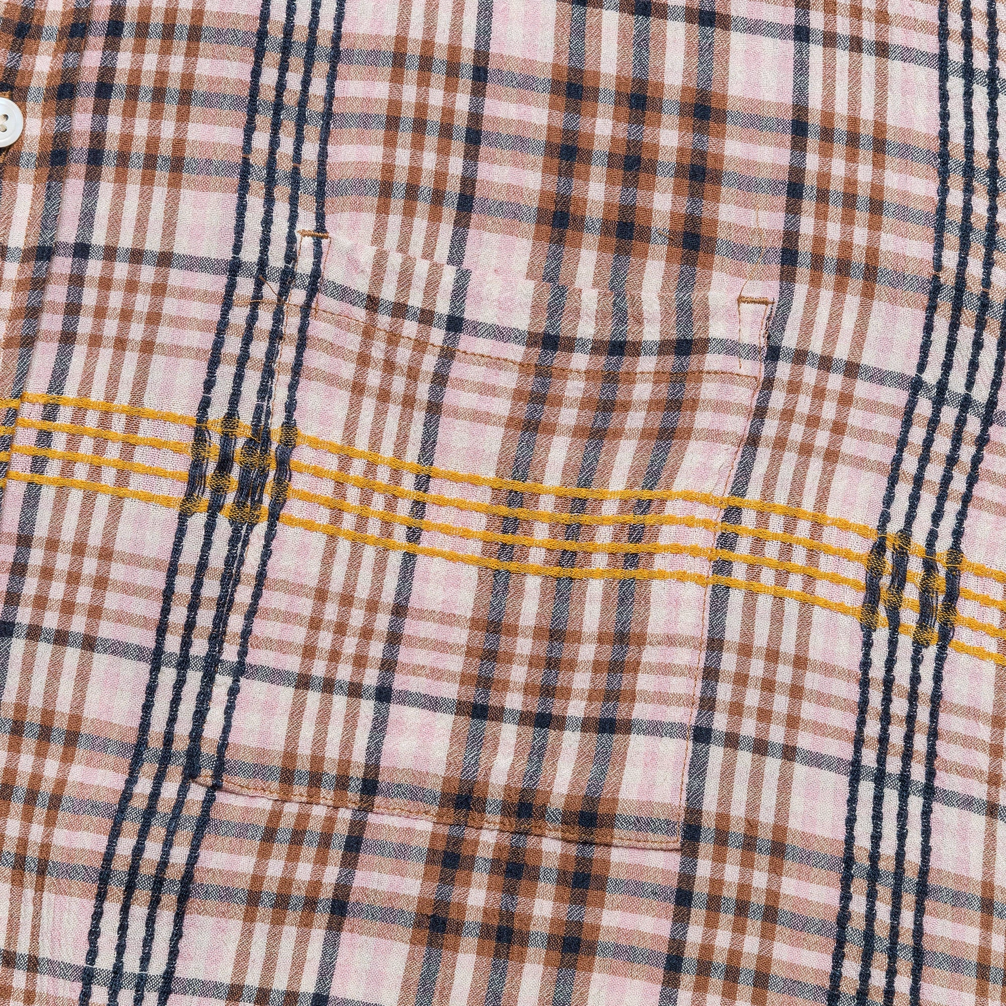 Odor Control Technology Pink Plaid Dobby L/S Button Down - Pink/Yellow