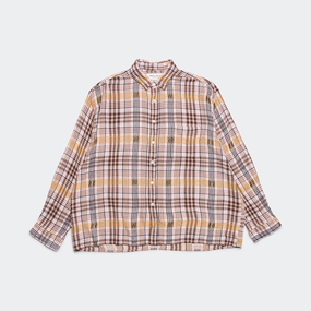 Pink Plaid Dobby L/S Button Down - Pink/Yellow fade resistant color